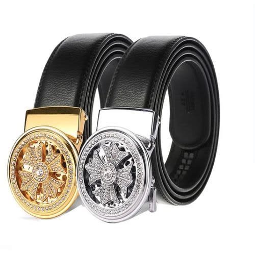 Leather Mens Automatic Buckle Belt 2pcs