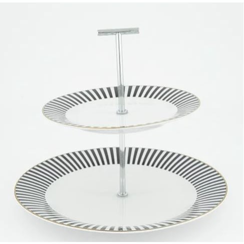 Serving Stand - Two-tiered - White & Black