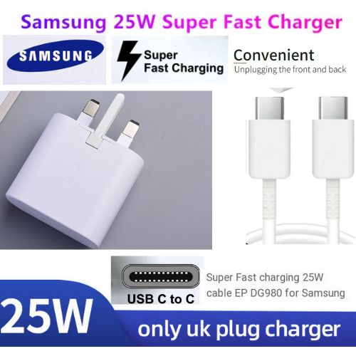 25W Super Fast Charge Adaptive Charger For A14, A04S, F54, A54, M54, F14, A24, M34 Type-C To Type-C White