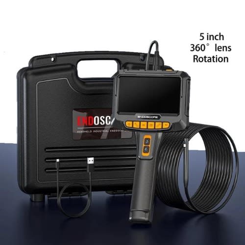 Professional HD Inspection Endoscope Split Screen 5m - Hard Cable 8.5mm - 360 Degree Dual Lens IP67