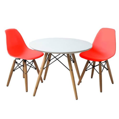 Portable Restaurant Dining Table + 2 Chairs - Red & White