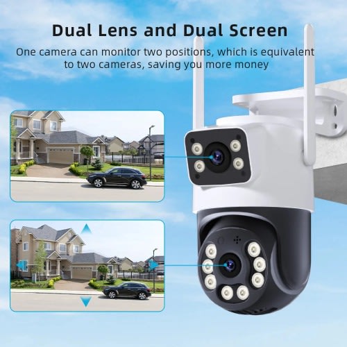 4k 8mp Wifi Dual Lens Surveillance Camera with 128GB TF Card