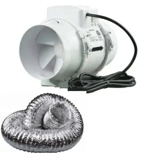 Mixed Flow In-line Duct Exhaust Fan With 5.5 Meter Air Duct Hose - 150mm