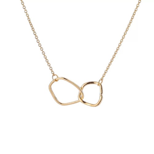 Double Circle Pendant Necklace -Gold