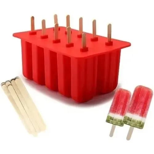 Reusable Silicon Popsicle Ice Molds With Holder - 10 Slots