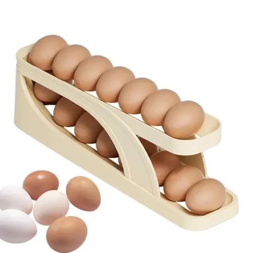 Space-Saver Rolling Eggs Rack Egg Holder & Refrigerator Tray - 2 Pcs