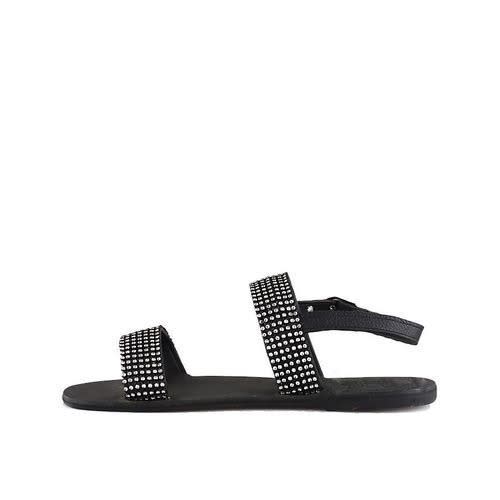 Silver Stone Sandals- Black