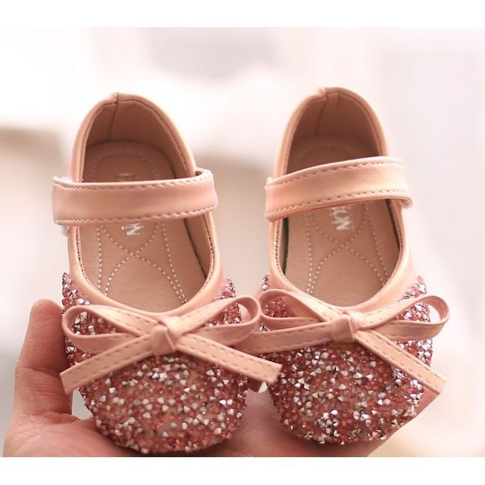 Sidney Girl Shimmer Front Party Shoe - Pink/Peach