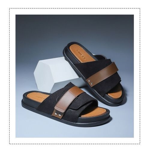 Mens Leather Pam - Black