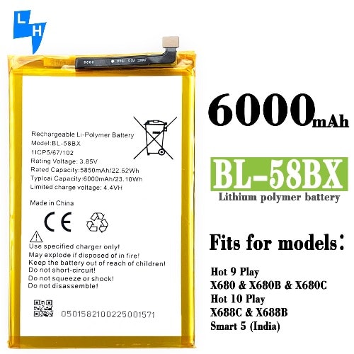 Replacement Battery For Infinix Hot 9 Play  And Hot 10 BL- BX58