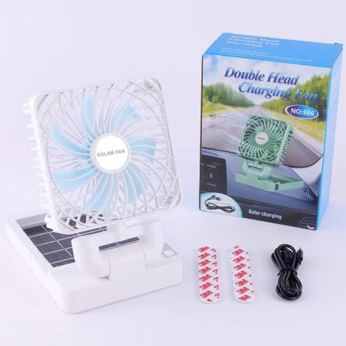 Solar Charging And USB Charging Double Head Charging Fan