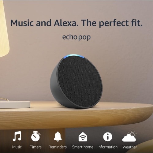 Echo Pop Compact Smart Speaker With Alexa - Charcoal