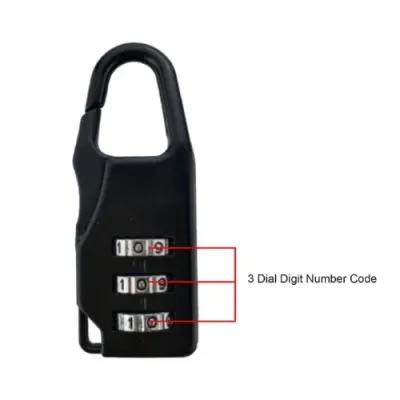 3 Mini Digit Combination Safe Lock - Black