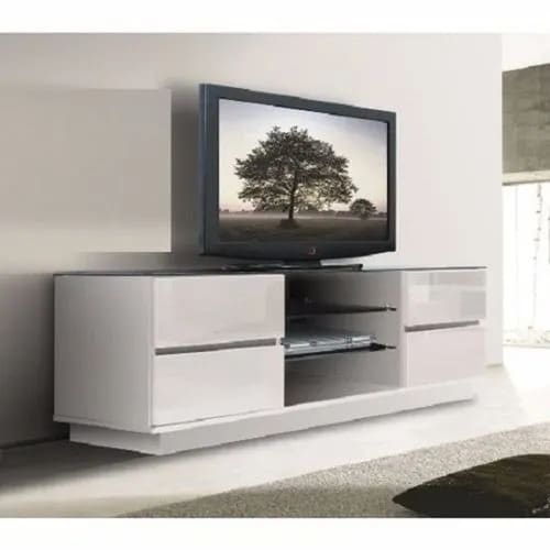 Plasma Lcd Tv Stand - White With Gloss Drawers