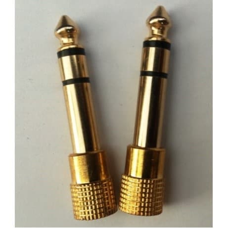 6.35mm 3 Pole Stereo Male Plug To Dual 3.5mm Female Jack Audio Y Splitter Mic Adapter
