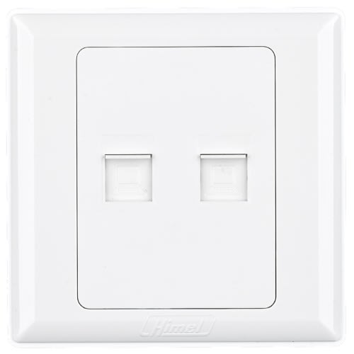 Himel Data Socket, Advanced Series, 2 Gangs, Rj45, 8-pin, White - HWDA2DS