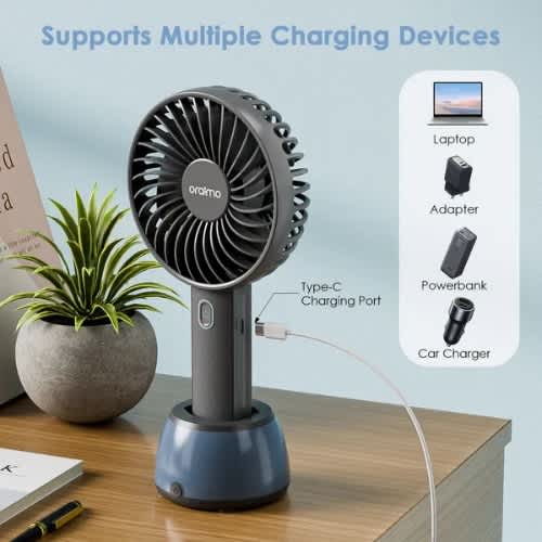 Smart Handheld 2 Fan With Light Base