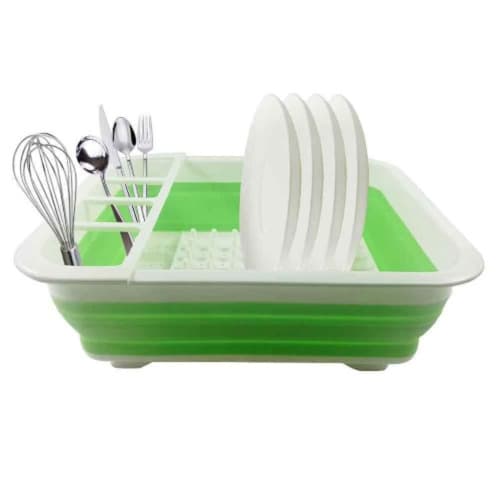 4-in-1 Multifunction Kitchen Collapsible Dish Drainer - Green