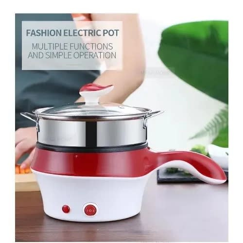 Double Layer Multi-function Non-stick Frying Pan & Electric Cooking Pot- 18cm - 600w