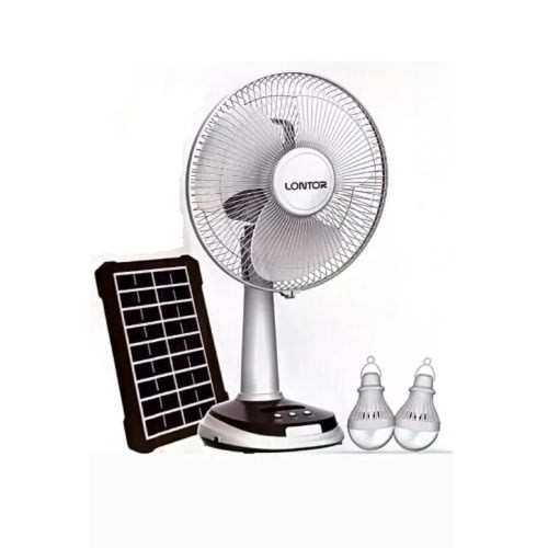 12" Rechargeable Table Fan With Solar Panel