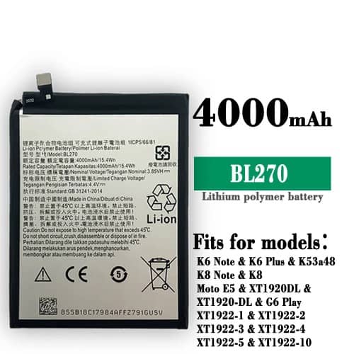 Replacement Battery For Lenovo Vibe K6 Blp270
