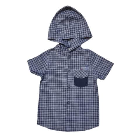 Boys Short Sleeve Hoodie Shirt - Blue Stripe