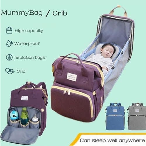 Foldable Diaper Bag With Convertible Crib Space