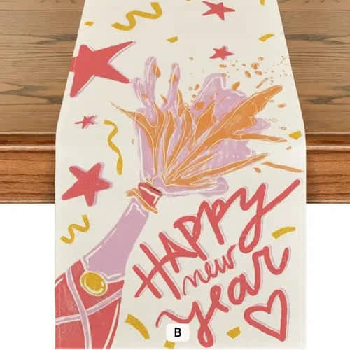 Colorful Cheers Happy New Year Table Runner