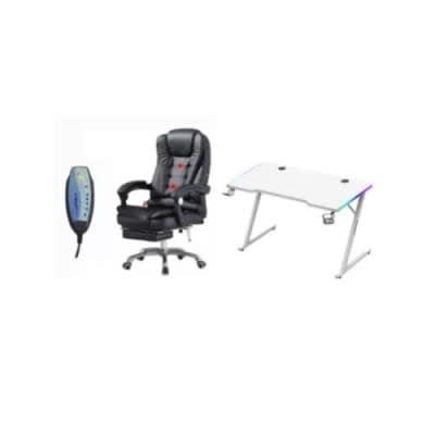 Massage Office Chair And Table With Led Lights Set