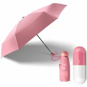 Folding Capsule Umbrella With Case - Pink