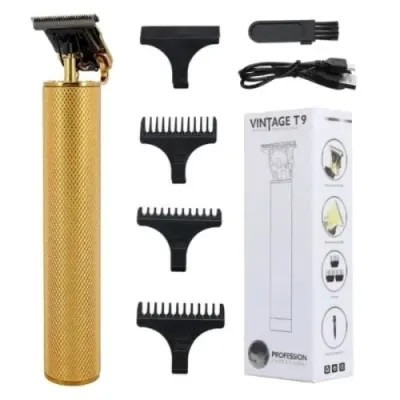 Vintage T9 Rechargeable Professional Hair Trimmer Clipper - Gold - Built-in Charging