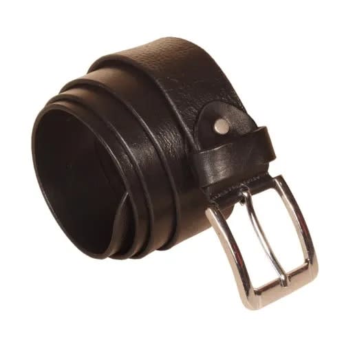 Leather Belt With Alloy Buckle - Black