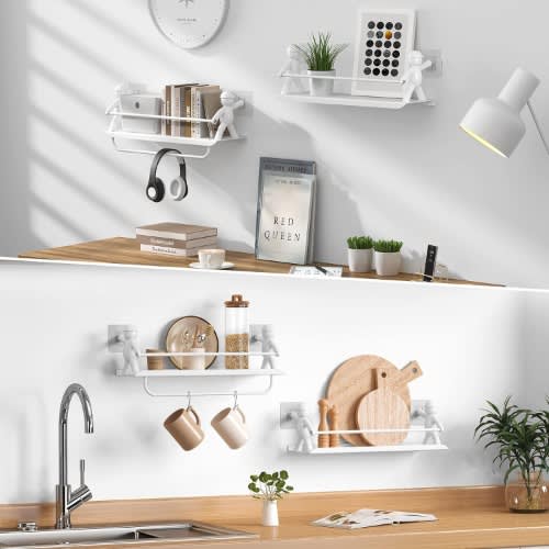 2pcs Wall Mounted Cosmetics And Skincare Products Organizer - Rack With Towel Hanger