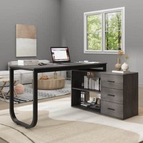 Executive Desk With 3 Drawers For Home And Office - Taupe