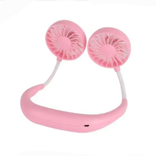 Portable Rechargeable Neck Blade Fan - Pink