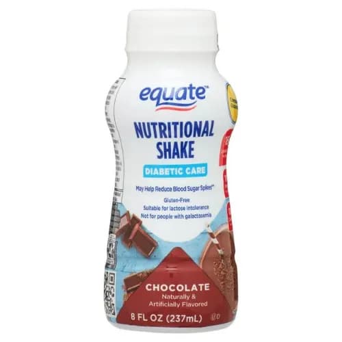 Equate Diabetic Care Nutritional Shakes - Chocolate - 237ml/8FlOz - 24 Count