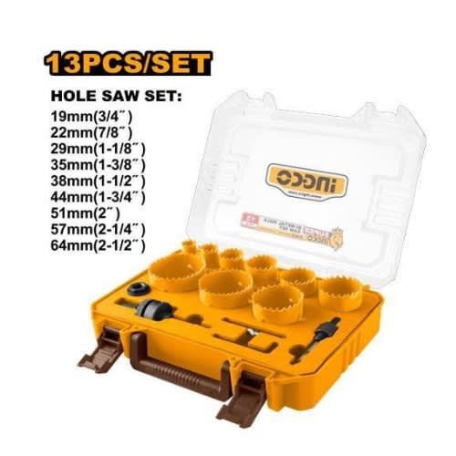 Ingco 12pcs Bi-metal Hole Saw Set With Case
