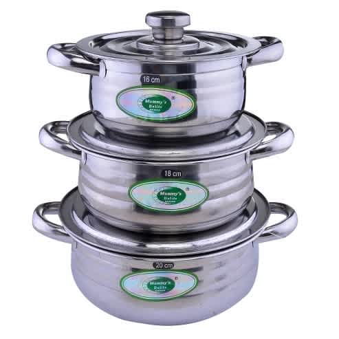Stainless Steel Set - 16cm, 18cm & 20cm