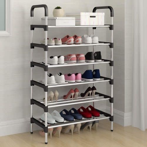 Shoe Rack + Steel Pipes Shoe Organizer Rack - 6- Layer Rack