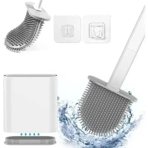 Plastic & Silicone Toilet Brush With Slim Holder