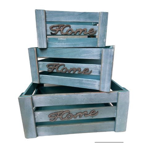 Rustic Design Wooden Storage Crates - 3 Piece