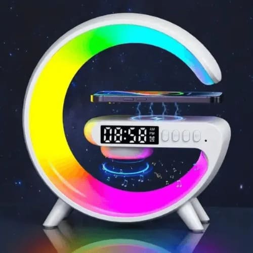 G63 Wireless Charging Station With Bluetooth Speaker And Rgb Night Light