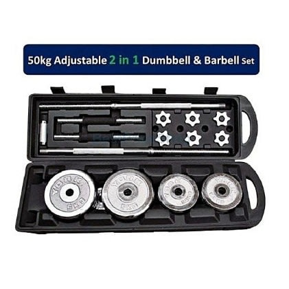 50kg Adjustable Chrome Barbell With Dumbell Set