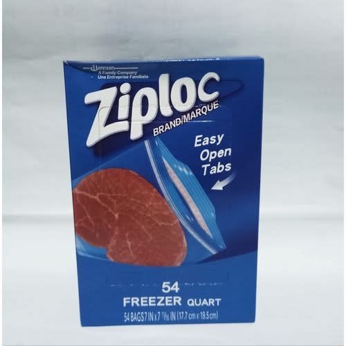 Ziploc Double Zipper 54 Freezer Quart Bags (17.7cmx19.5cm) - 2 Packs