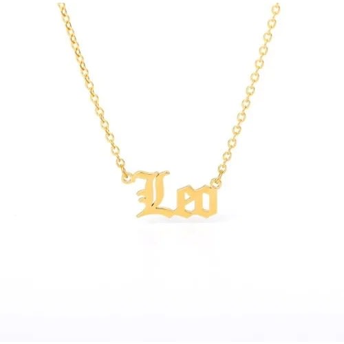 Zodiac Letter Gold Plated Leo Necklace