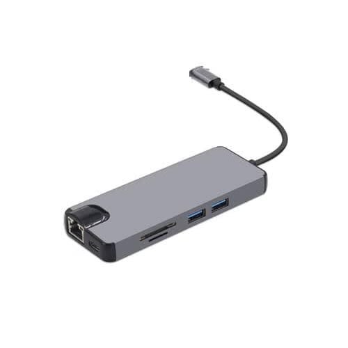 Type-c To HDMI - 8 In 1  - Lan+ Type C+ Sd Cards+ Usb 3,0*2 + Hdmi + Vga