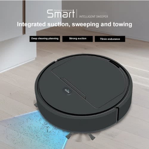 3 in 1 Multifunctional Rechargeable Robotic Floor Vacuum Cleaner And Sweeper - Black