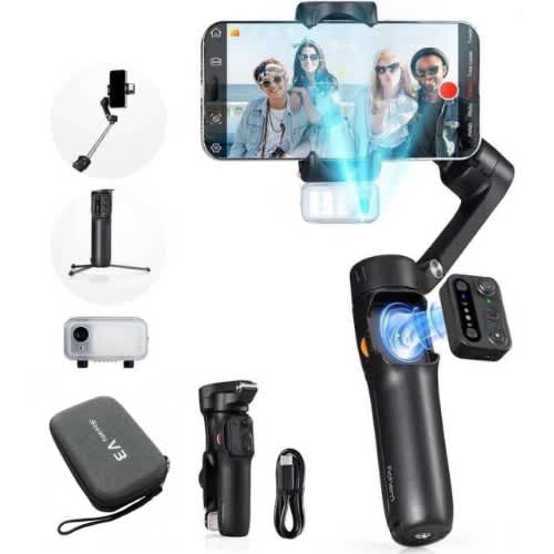 Smart Ai Face Tracking Three Axis 360 Rotation Foldable Isteady V3 Phone Gimbal Fill Light
