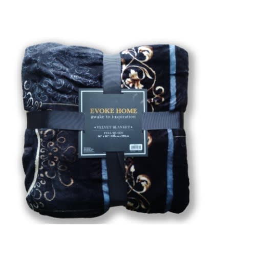 Evoke Home Full /Queen Velvet Blanket - Floral Design