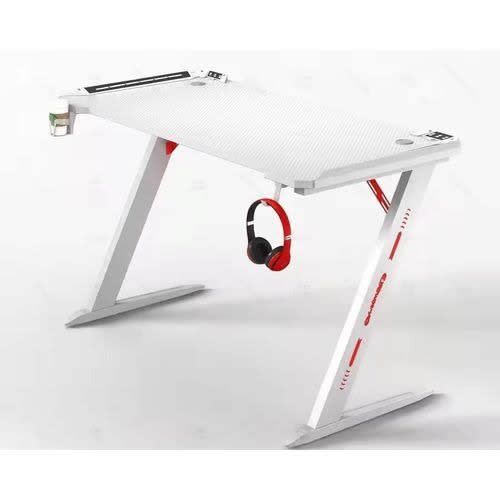 Modern Z Shaped RGB Led Lights Gaming Table - 1.2m - White